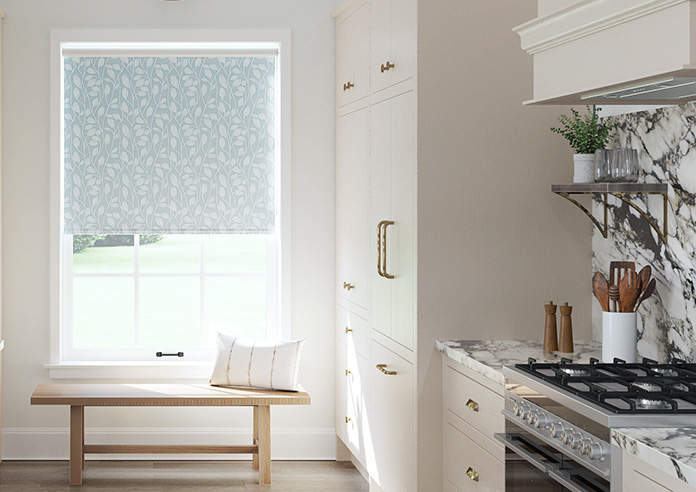 Leaf Motif, Pale Blue - Roller Blind - Image 3